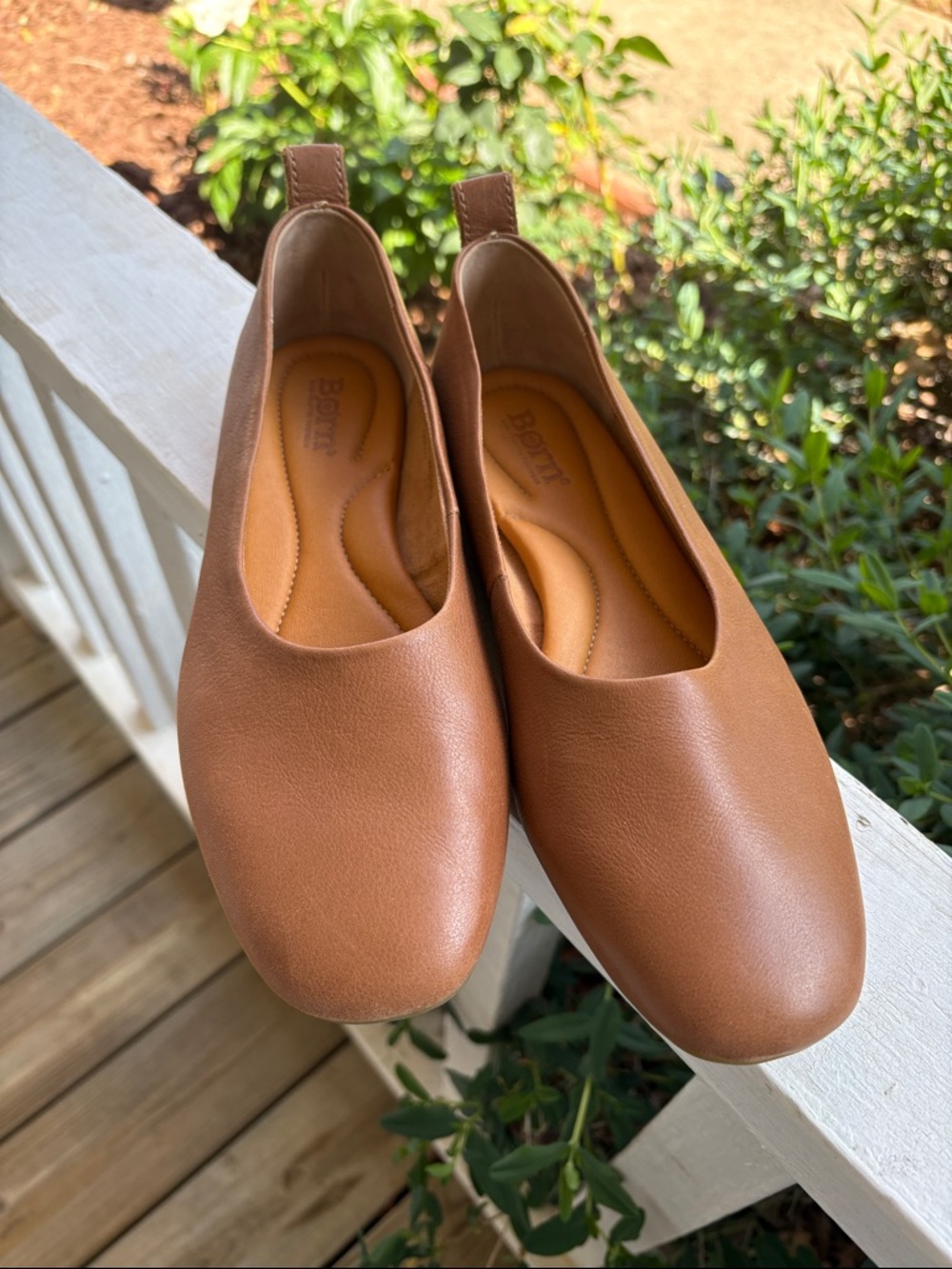Born Brown Leather Slip-On Flats